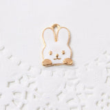 4pc White Bunny Enamel Charms