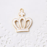 4pc White Crown Enamel Charms