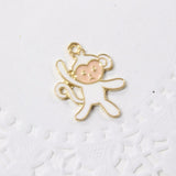4pc White Enamel Monkey Charms