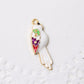 4pc White Enamel Parrot Bird Charms