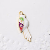 4pc White Enamel Parrot Bird Charms